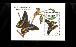 Gambia 1992 - Butterflies - Souvenir Stamp Sheet - Scott #1079 - MNH