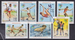 Cambodia Sc 378-385, 946-953 MNH. 1984 & 1989 Olympics, 2 cplt sets, fresh, VF