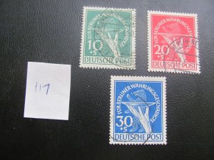 BERLIN 1949 USED SC 9NB1-3 SET  XF $385 (117)