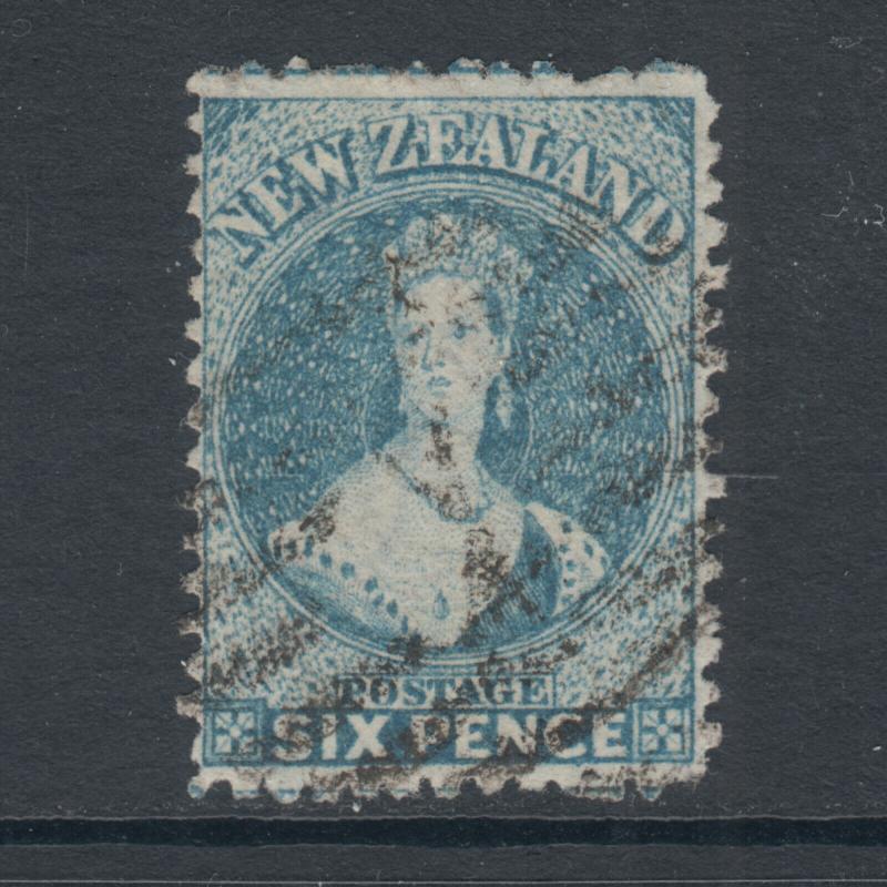 New Zealand Sc 41a, SG 136, used 1873 6p pale blue QV, light cancel, sound, Cert