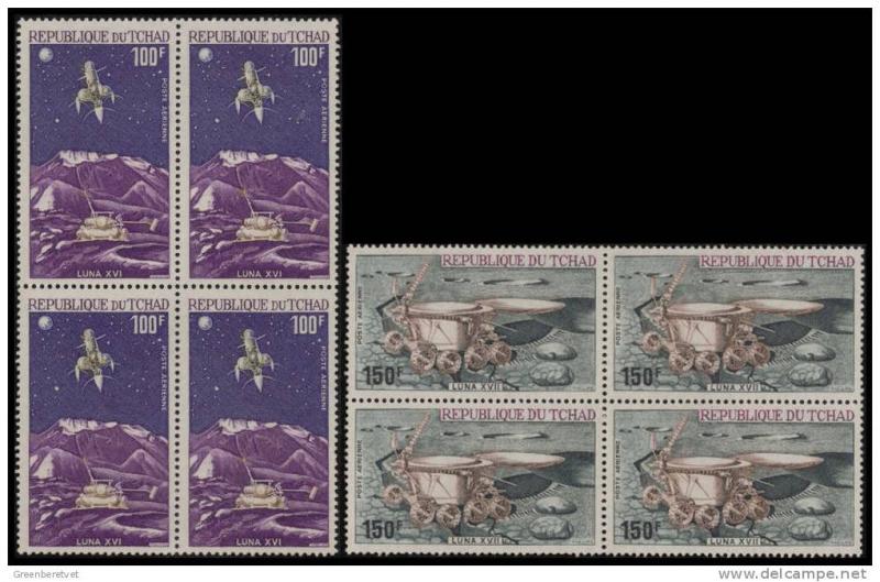 Chad #C140-C141 1972 Russian Moon Missions Block Set MNH