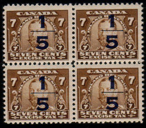 CANADA Excise stamp MNH block of 4  FX22...................................48251