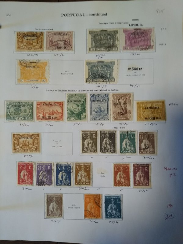 collection on pages Portugal 1900-24 CV $310