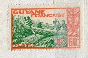 FRENCH COLONIES; GUYANE 1929 early Canoe issue Mint hinged 60c. value