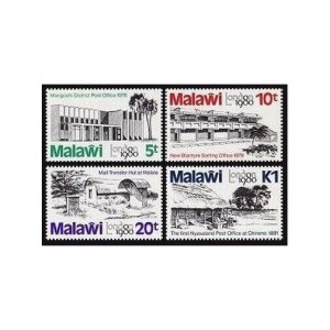 Malawi 366-369, 369a sheet, MNH. Mi 344-347, Bl.58. LONDON-1980. Post Offices.