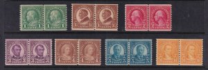 1923 Sc 597-603 rotary coil pairs set of 7 MHR with full original gum (CA