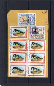 Barbuda 1980 Birds Fragment of a Letter with 7 Stamps Sc#446