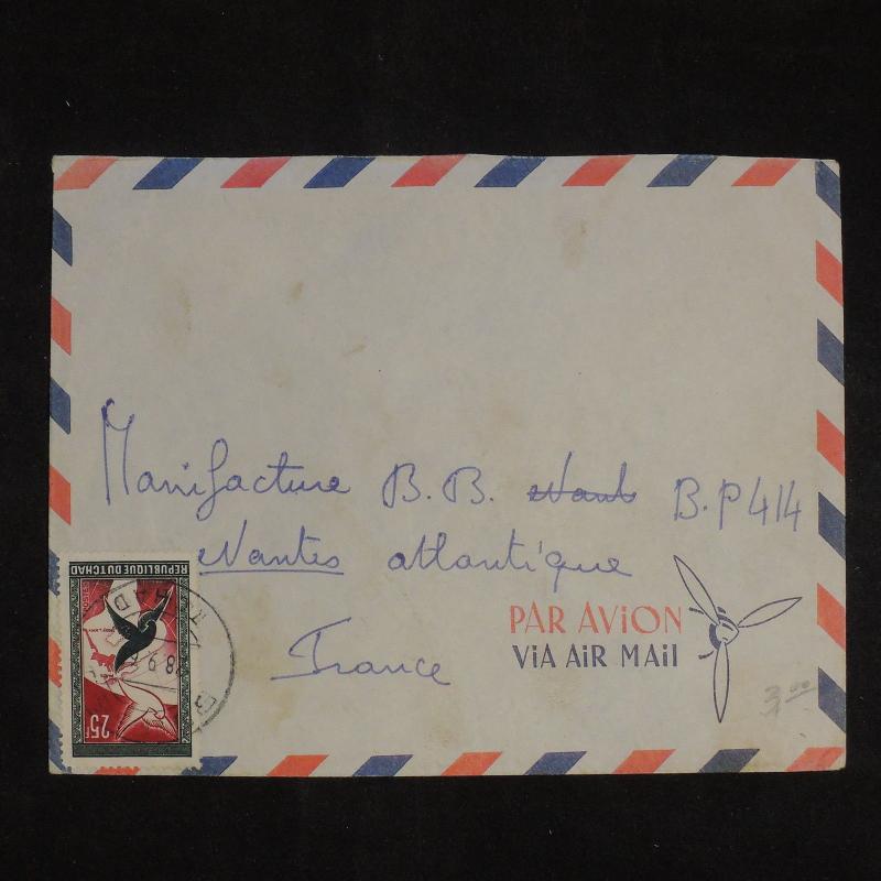 ZS-X863 CHAD IND - Cover, 1968 Airmal To France, Manifacture B.B
