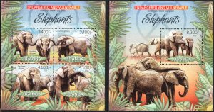 Uganda 2012 Elephants (2) sheet + S/S MNH