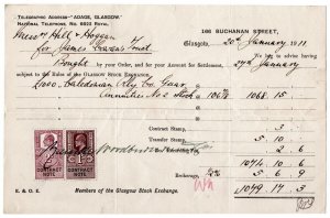 (I.B) Edward VII Revenue : Contract Note 3/- (Caledonian Railway) 