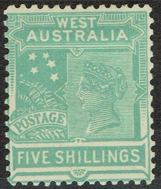 WESTERN AUSTRALIA 1905 QV 5/- WMK CROWN/A 