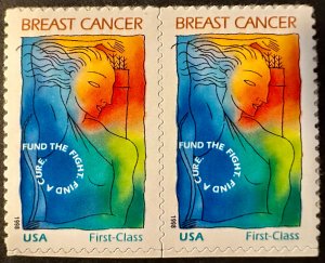 US # B1 Breast Cancer Research Semi Postal pair 1998 Mint NH