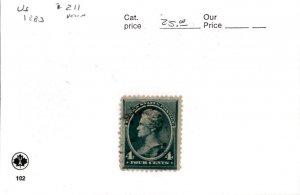 United States Postage Stamp, #211 Used, 1883 Jackson (AC)