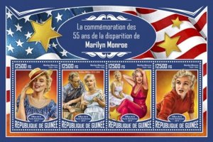 Guinea - 2017 Actress Marilyn Monroe - 4 Stamp Sheet - GU17304a