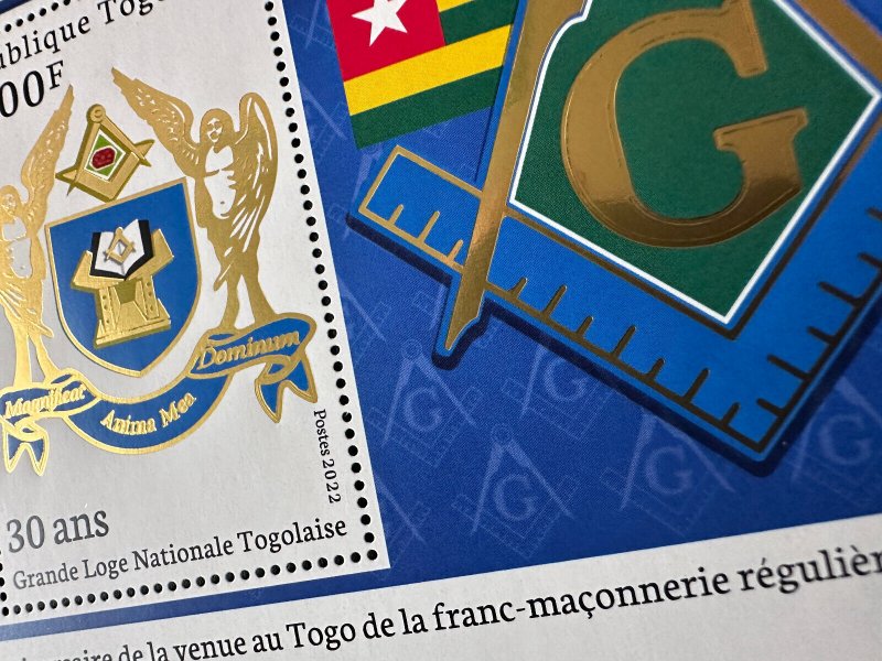 Togo 2022 S/S Gold Grande Loge Franc-maçons Freimaurer Freemasonry Masonic