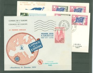 France 101/104/106/854 1958-1959 Conseil de L'Europe (1) FDC & (2) covers