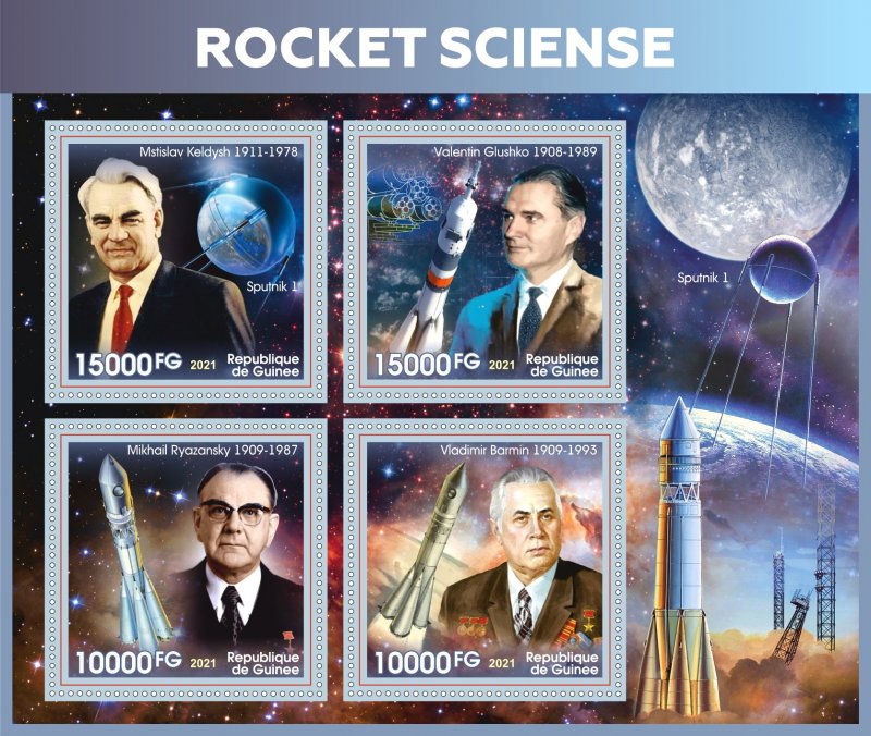 Stamps. Space. Rocket sciense Guinea 2022 year , 1+1 sheet perforated