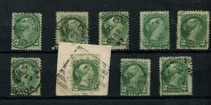 ?DATED COPIES 2 cent  Small Queen lot used Canada