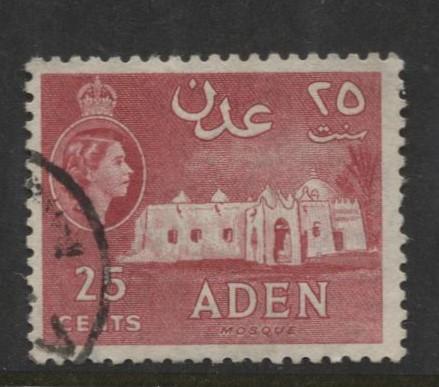 ADEN - Scott 51 - QEII Definitive- 1953- Used - Single 25c Stamp