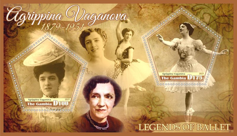 Stamps. People Armenia Agrippina Vaganova  2021 year 1+1 sheets perforated