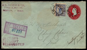 15 May 1916  Scott F1 Registered Cover From Boston, MA To Montgomery County, MD