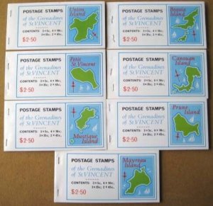 St Vincent 1976 Grenadines $2.50 Tourism booklets set of 7 SB1 fine