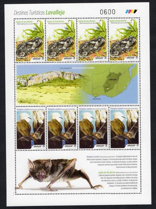 TOURISM CAVES FAUNA BAT FROG MOON MAP URUGUAY 2014 MNH  