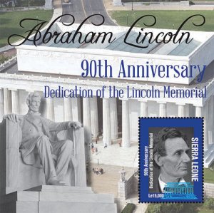Sierra Leone- Lincoln Memorial 90th Anniversary Stamp - S/S MNH