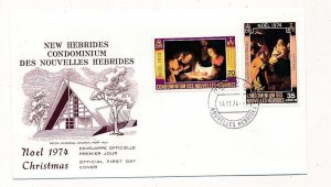 D403980 New Hebrides French FDC Christmas 1974