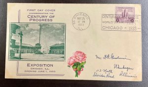 729 John Gill Cachet 1933 Century of Progress, Chicago FDC   P-33a10