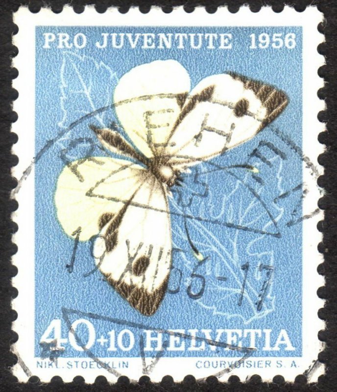 1956, Switzerland 40+10c, Used, Sc B261