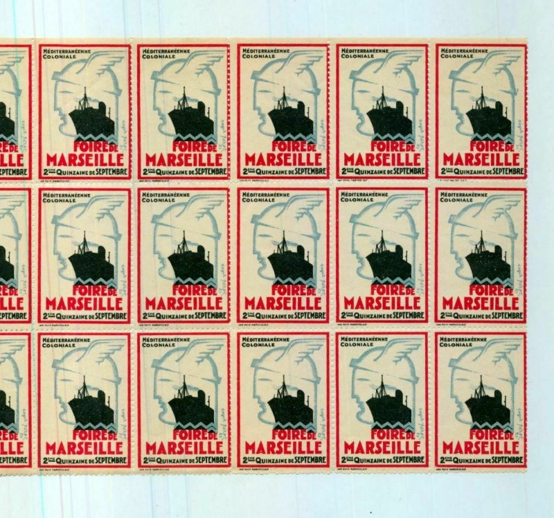 France Foire De Marseille Ship Block of 30 Poster Labels MNH(NT 3583