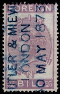 Great Britain Queen Victoria Six Pence Foreign Bill Revenue Used