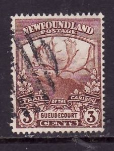 Newfoundland-Sc#117-used 3c red brown-Gueudecourt-1919-id#11-