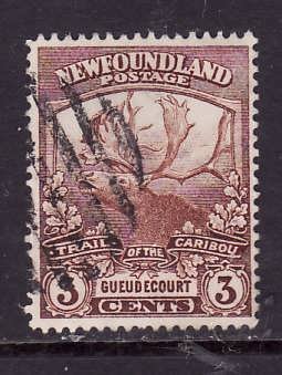 Newfoundland-Sc#117-used 3c red brown-Gueudecourt-1919-id#11-