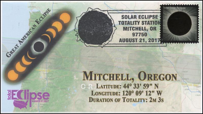 17-212, 2017, Total Solar Eclipse, Mitchell OR, Event Cover, Pictorial Cancel