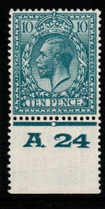 GB SG428 N44(1) 1924 10d TURQUOISE-BLUE CONTROL A24 PERF MNH