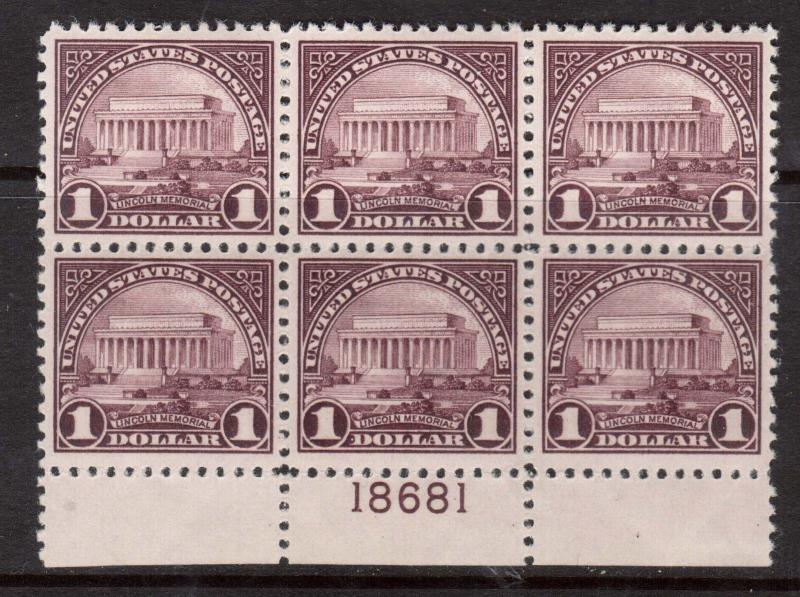 USA #571 VF/NH Plate Block Of Six