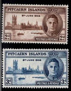 Pitcairn Islands Scott 9-10 MH* 1946 Peace Issue