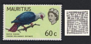 Mauritius Blue 'Dutch' Pigeon Extinct Bird 60c INVERTED Wmk 1965 MNH SG#327w