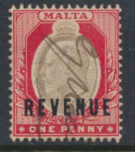 Malta  Revenue Overprint on   SG 48 wmk Multiple Crown CA  1905 as per scan 