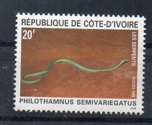 IVORY COAST - 1995 - SNAKES - PHILOTHAMNUS SEMIVARIEGATUS - 20 F -