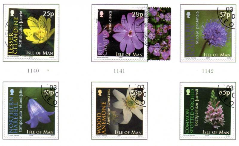 Isle of Man  Sc 1033-38 2004 Wild Flowers stamp set used