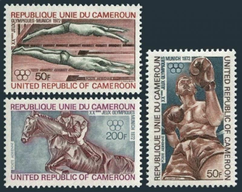 Cameroun C187-C189,C189a,MNH.Michel 700-702,Bl.9. Olympics Munich-1972:Swimming,