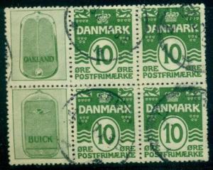 DENMARK (RE18,19) 10ore green Block of 6 OAKLAND BUICK used