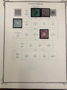 WURTTEMBERG Stamp Collection of over 100 different MH or USED on 11 pages