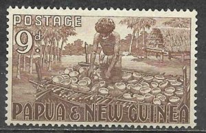 Papua New Guinea 1952 Stamp Scott #130 Copra Making 9d Mint