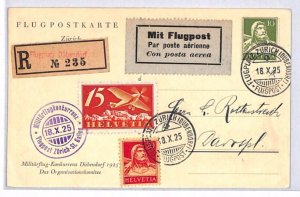SWITZERLAND Air Mail Card 1925 MILITARY FLIGHT COMPETITION Zurich St Gallen PH23