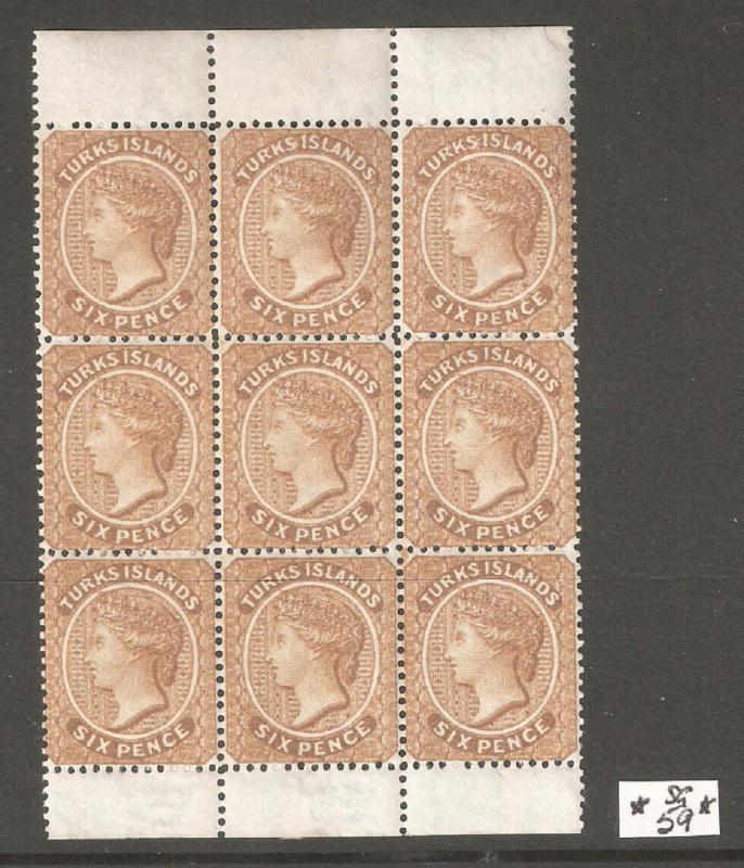 Turks Islands 1885-1895 Queen Victoria Blocks,Sc 48a//53,VF MNH**OG