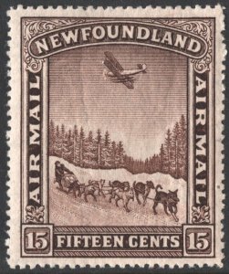 Newfoundland SC#C6 15¢ Dog Sled and Airplane (1931) MNH